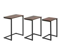 HOMCOM Set de 3 Tables d'appoint Tables gigognes industrielles en Forme de C avec Pieds en Acier pour Salon Chambre Bureau 45x30x60 cm 40x28x56 cm et 34x25x50 cm Rustic Brown