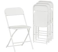 HOMCOM Set de 4 chaises pliantes avec orifices de drainage en plastique et métal, 45x49x79,5 cm, Blanc