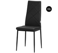 HOMCOM Set de 6 Chaises de Salle à Manger Modernes avec Dossier Haut en Similicuir et Acier, 41x50x97 cm, Noir