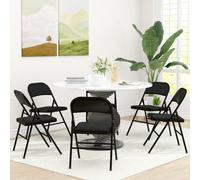 HOMCOM Set de 6 Chaises Pliantes avec Assise Rembourrée en polyester et Structure en Acier, Noir