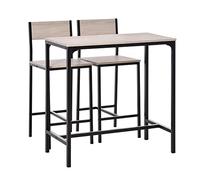 HOMCOM Set de Bar et Tabourets 3 Pièces, Dossier, Bois Naturel