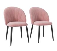 HOMCOM Set of 2 Upholstered Dining Room Chairs, Nordic Style and Ergonomic Chairs, Kitchen and Living Room Chairs, Modern Design, 52x54x79 cm, Metal and Pink Velvet