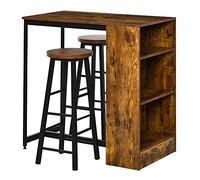 HOMCOM Set table bar 3 pièces industriel avec étagère, brun rustique
