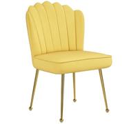 HOMCOM Shell Chaise d'appoint moderne en velours avec pieds en métal doré, pour salon, chambre à coucher, bureau à domicile, jaune