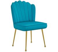 HOMCOM Shell Luxe Chaise d'appoint en velours avec pieds en métal doré, chaise de coiffeuse moderne pour salon, chambre à coucher, bureau à domicile, bleu
