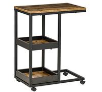 HOMCOM Side Table d'appoint, Acier allié Bois d'ingénierie, Marron, 51 x 33 cm