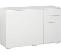 HOMCOM Sideboard Armoire de rangement Commode avec 2 tiroirs 3 portes Armoire multi-usages Armoire de classement Blanc 117 x 36 x 74 cm