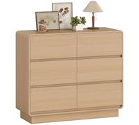 HOMCOM Sideboard, Commode à 6 tiroirs, 100 cm Armoire de Rangement aux Bords arrondis, Moderne Armoire d'appoint de Cuisine pour Salon, Cuisine, Salle à Manger, 100 x 38 x 86 cm, Bois Naturel