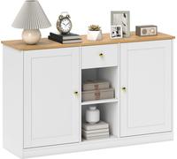 HOMCOM Sideboard Commode Armoire de rangement avec tiroir, 2 portes, 2 étagères ouvertes, armoire de cuisine Buffet Armoire d'appoint pour cuisine, salon, 120 x 35 x 75,2 cm Blanc