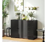HOMCOM Sideboard, Commode, style moderne, 4 tiroirs, 1 armoire, 105 x 40 x 76 cm, Noir