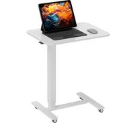 HOMCOM Siège assis-debout réglable en hauteur en forme de C Bureau peu encombrant Table pour ordinateur portable Pupitre debout avec roulettes pour bureau Blanc 65 x 48 x 70-110 cm