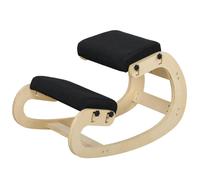 HOMCOM Siège assis genoux ergonomique, régalable, siège genoux, posture correcte en bois, polyester noir in vec repose-pieds Aosom France