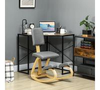 HOMCOM Siège assis genoux, siège ergonomique en bois à bascule avec dossier, chaise à genoux pour bureau à domicile, gris