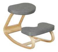 HOMCOM Siège Assis Genoux, siège Ergonomique en Bois à Bascule, Chaise à Genoux pour Bureau à Domicile, améliorer la Posture, maux de Dos, Gris