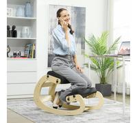 HOMCOM Siège assis genoux, siège ergonomique en bois avec fonction à bascule, chaise à genoux réglable pour bureau à domicile