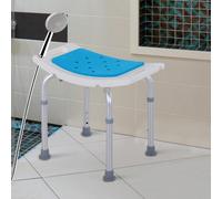 HOMCOM Siège de Douche réglable en Hauteur Tabouret de Douche Ergonomique Pieds antidérapants Charge Max. 136 Kg alu HDPE Blanc Bleu Description:Ce superbe tabouret de douche réglable en hauteur en al