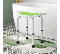 HOMCOM Siège de Douche réglable en Hauteur Tabouret de Douche Ergonomique Pieds antidérapants Charge Max. 135 Kg alu HDPE Vert