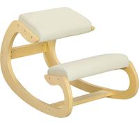 HOMCOM-Siège en bois de hêtre - 55 L x 85 L x 55 H cm - blanc crème