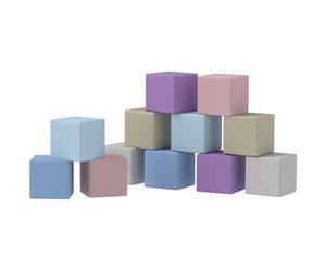 HOMCOM Softbausteine, 12 Cubes de 20 x 20 x 20 cm, Facile à Nettoyer, Sécurité Enfant, pour 1-3 Ans, Similicuir
