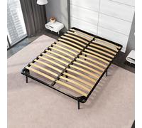 HOMCOM Sommier à lattes 160 x 200 - cadre en métal noir - 28 lattes apparentes - 2 personnes - 8 pieds inclus