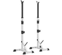HOMCOM Squat Rack Réglable en Acier, Charge Max. 200 kg | Cages de Squat Multifonction, Support pour 3 Barres d'Haltères avec Crochets, Rack de Squat pour Gym, Domicile