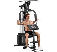 HOMCOM Station de Fitness multifonctionnelle Power Tower avec poids jusqu'à 45kg et banc rembourré pour la maison et l'entraînement professionnel, 135x103x210cm