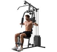HOMCOM Station de Musculation Fitness Machine de Musculation avec 9 Blocs de Poids de 5 kg, 45kg au Total, entraînement Complet - 200 x 135 x 103 cm