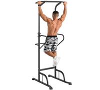 Station de musculation HOMCOM multifonctions barre de traction chaise romaine hauteur réglable acier noir rouge