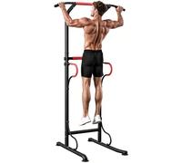 HomCom Station de musculation barre traction chaise romaine hauteur réglable acier noir/rouge