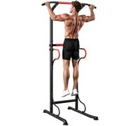 HOMCOM Station de Musculation Multifonctions Chaise Romaine Noir Rouge | Barre de Traction, Hauteur Réglable, Acier