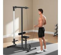 HOMCOM Station de musculation pour tirage poitrine - lat pulldown machine - banc de musculation dim. 107L x 120I x 190H cm acier noir