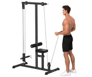 HOMCOM Station de musculation pour tirage poitrine - lat pulldown machine - banc de musculation dim. 107L x 120I x 190H cm acier noir