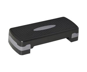 HOMCOM Stepper aerobic fitness Step Reglable 68x29x15cm Noir Gris | 2 Niveaux, Surface Antiderapante, PP