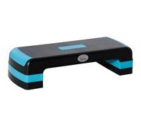 HomCom Stepper aérobic fitness hauteur réglable 3 niveaux 10/15/20 cm antidérapant noir/bleu