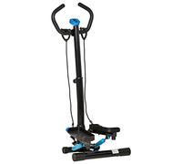 HOMCOM Stepper avec Guidon réglable, poignées et élastiques antidérapants, Step Fitness avec écran LCD pour la Maison et la Salle de Sport, Bleu et Noir