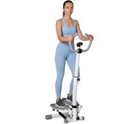 HOMCOM Stepper Twist Réglable avec Écran LCD pour Maison, Blanc et Gris | Machine d'exercice aérobie pour abdominaux, poignées réglables en hauteur