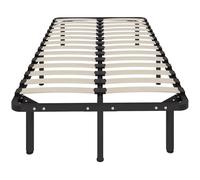 HOMCOM Structure de lit simple 90x190 cm à 28 lattes, sommier simple en bois avec structure en acier et espace de rangement inférieur, pour chambre à coucher, montage facile, hauteur 31 cm, noir