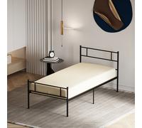 HOMCOM Structure de Lit Simple en Acier 90x200cm avec Lattes, Tête et Pied de Lit, Noir