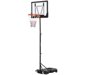 HOMCOM Support de basket-ball réglable en hauteur Panier de basket pour enfants avec roues à l'extérieur Acier PVC HDPE Noir 83 x 75 x 206-260 cm