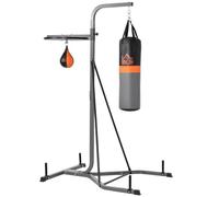 HomCom Support sac de frappe sur pieds – Station boxe avec poire de vitesse – Acier Noir