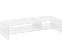 HOMCOM support d'écran rehausseur d'écran avec compartiment de rangement, rehausseur d'écran pour écrans jusqu'à 24 pouces, support de bureau pour ordinateur, PC, ordinateur portable jusqu'à 5kg, acry