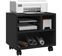 HOMCOM Support d'Imprimante 3 Compartiments 40L x 30l x 36H cm Bois Noir | Meuble de Rangement, Caisson de Bureau, Compartiments Ouverts
