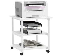 HomCom Support d'imprimante Desserte 3 niveaux sur roulettes 50 x 50 x 52,5 cm Blanc