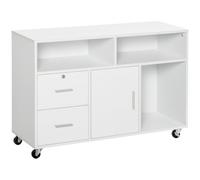 HOMCOM Support d'imprimante à 2 tiroirs Caisson 100 x 35 x 65 cm Blanc