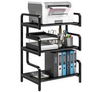 HomCom Meuble imprimante Support 3 étagères design industriel Acier 55x40x77 cm Noir