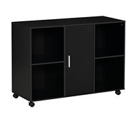 HOMCOM Support d'imprimante - Caisson d'organisation de Bureau Roulant - Dim. 100L x 40l x 71H cm en Bois Noir