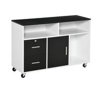 HOMCOM Support d'imprimante mobile organiseur caisson de bureau grand plateau 3 niches tiroir verrouillable et placard panneaux particules