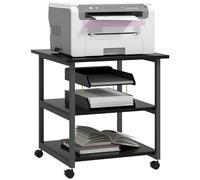 HOMCOM Support d'imprimante desserte de Rangement 3 Niveaux étagères Mobile sur roulettes 50 x 50 x 52,5 cm Noir