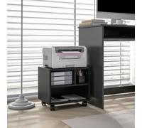 HOMCOM Support d'imprimante meuble de rangement bureau caisson 3 compartiments ouverts 40 x 30 x 36 cm noir