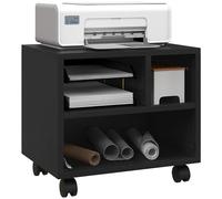 HOMCOM Support d'imprimante Meuble de Rangement Caisson de Bureau Organisateur avec 3 Compartiments Ouverts - dim. 40L x 30l x 36H cm - en Bois Noir